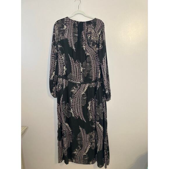 Free People Womens Floral Maxi Dress Purple Long Sleeve Boho Whimsigoth Medium - Picture 3 of 8